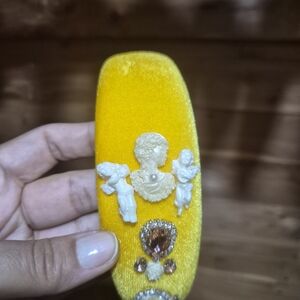 Unique Vintage Yellow Velvet Headband